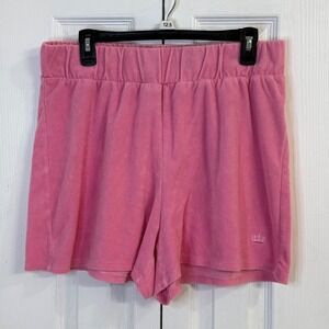 Juicy Couture Terry Cloth Lounge Shorts‎ Pink Crown y2k Elastic Waist XL pull on